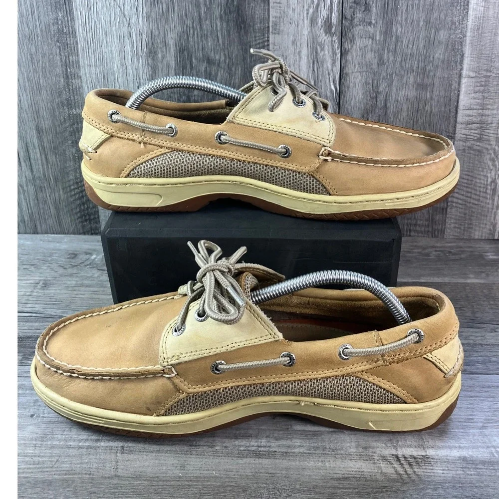 Sperry Top-Sider Mens Billfish Tan Leather Mesh Boat Shoes Loafers 10M 0799023